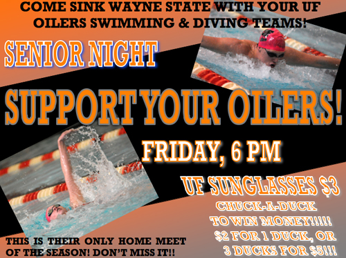 Prizes, Senior Night Highlight Oilers Swim Meet on Friday