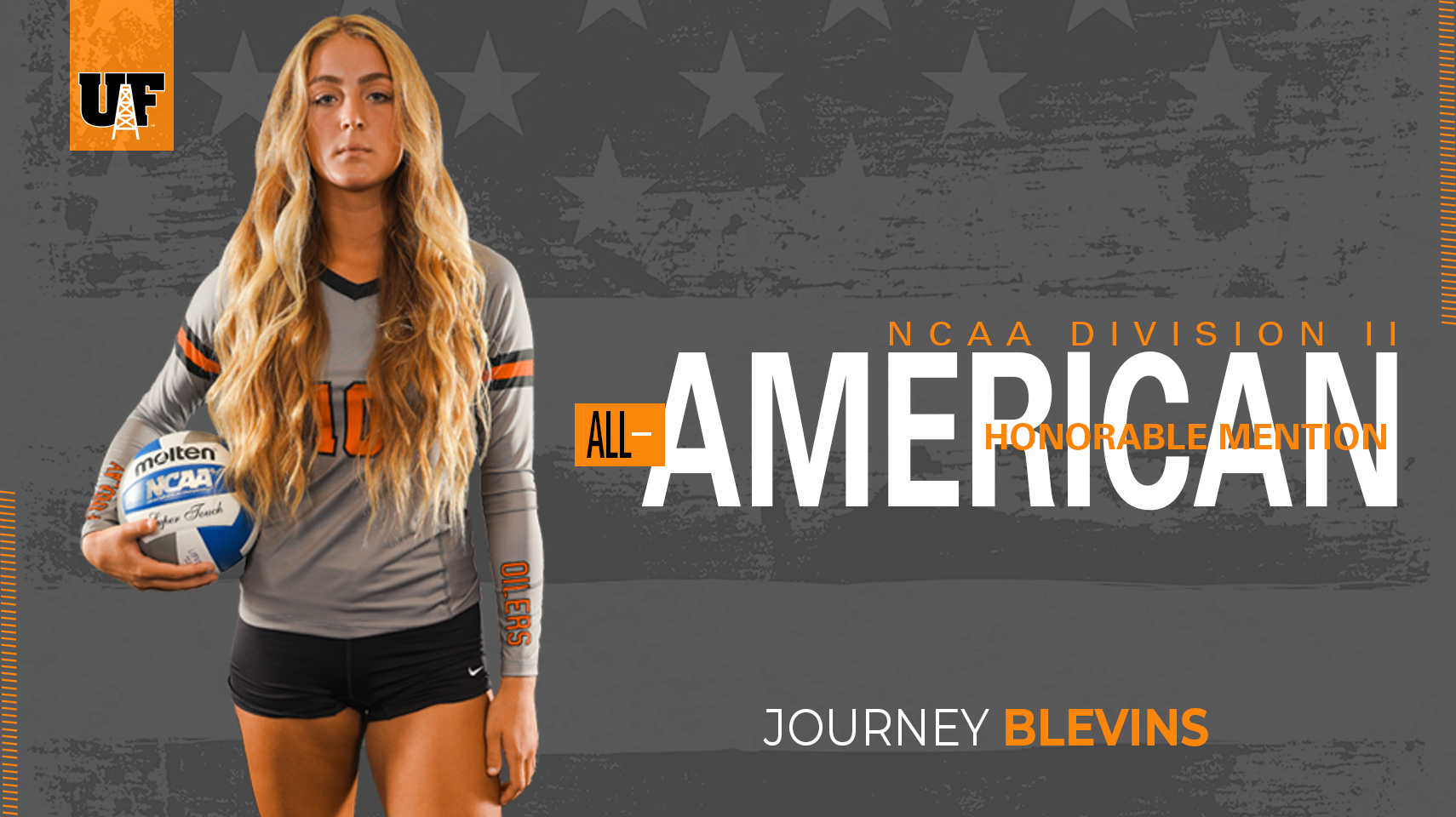 Journey Blevins on grey image as an all-American