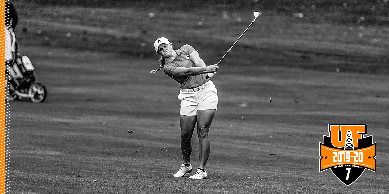 Women's golfer hitting an approach shot