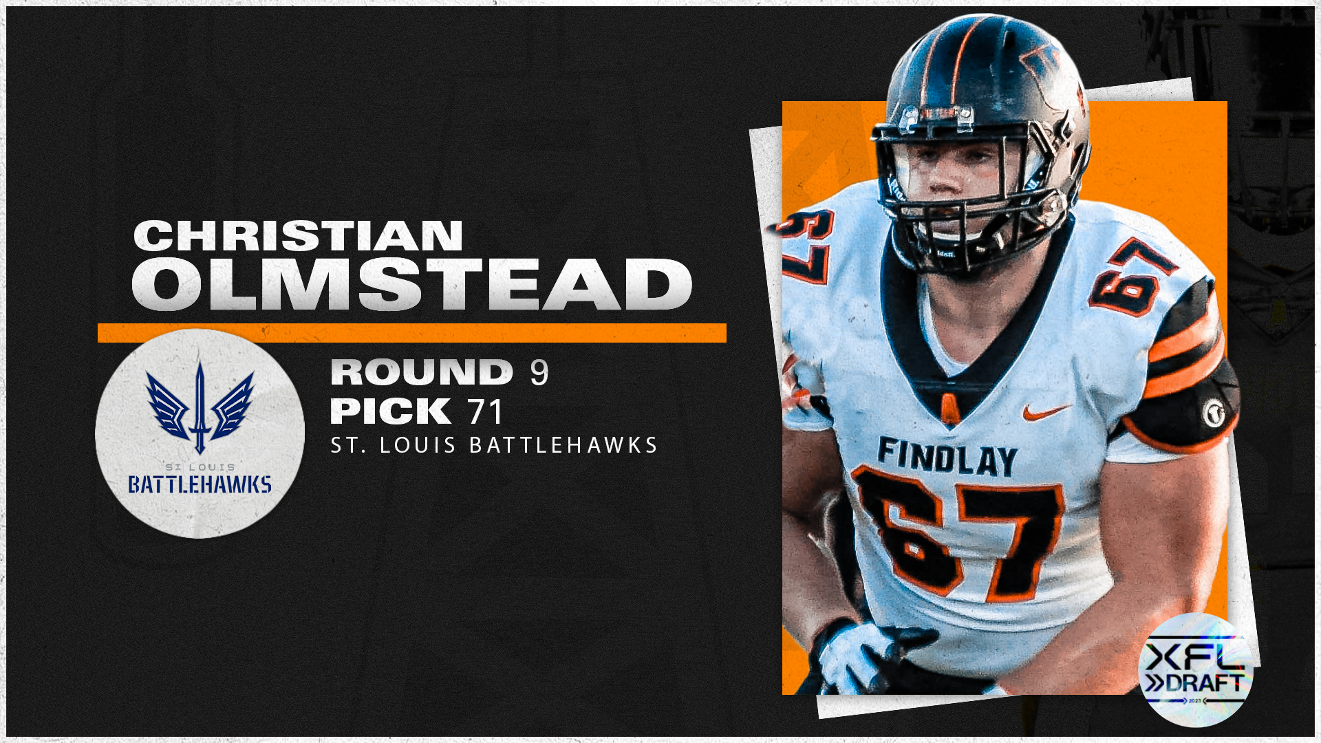 Olmstead Drafted by St. Louis Battlehawks of the XFL