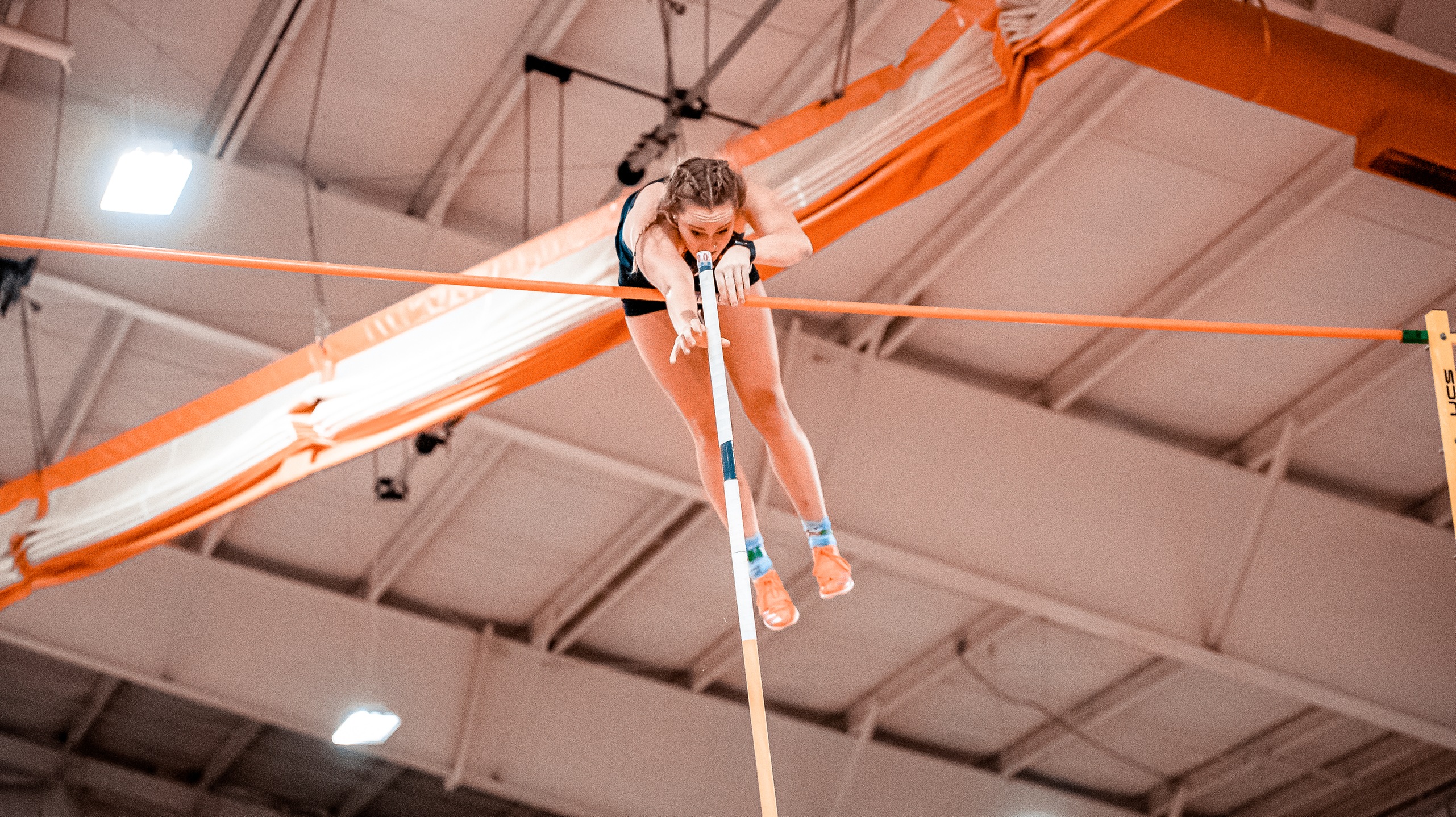 pole vaulter in air